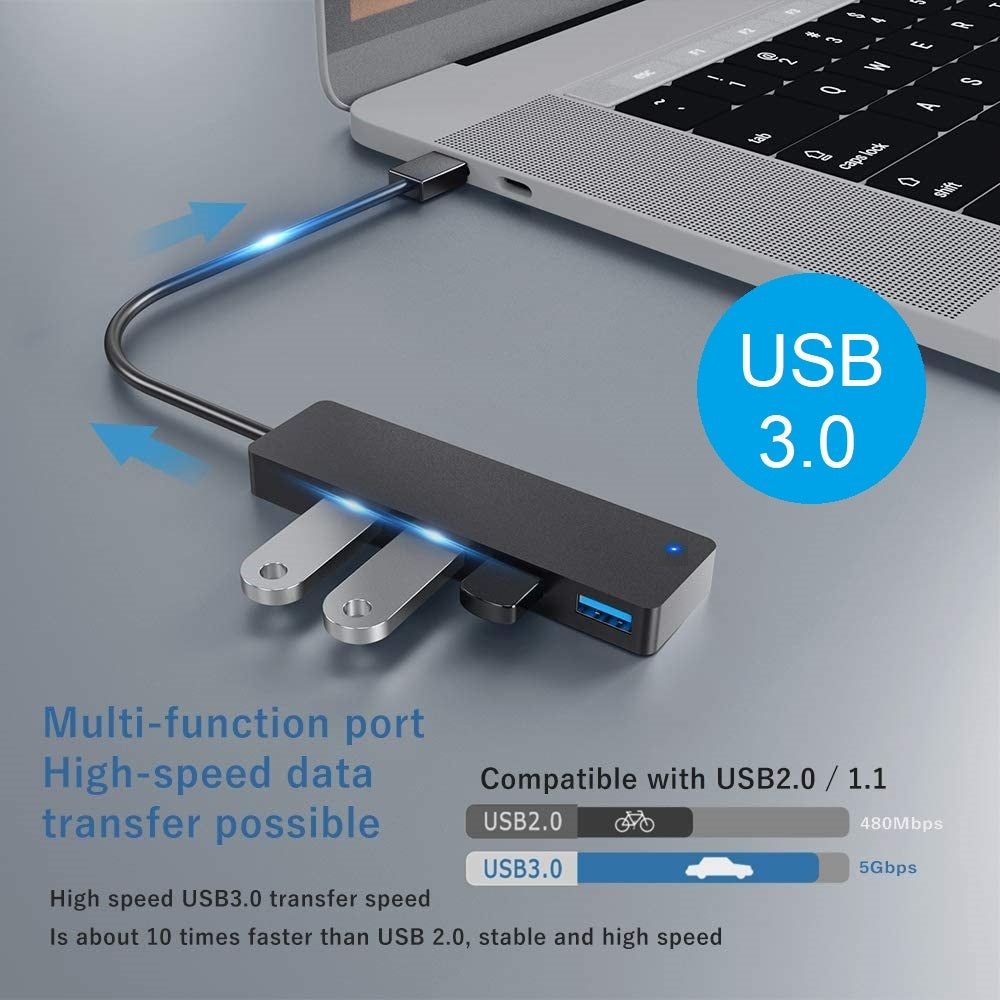 4-Port USB Hub USB 3.0 Data Hub Docking Station with LED Indicator