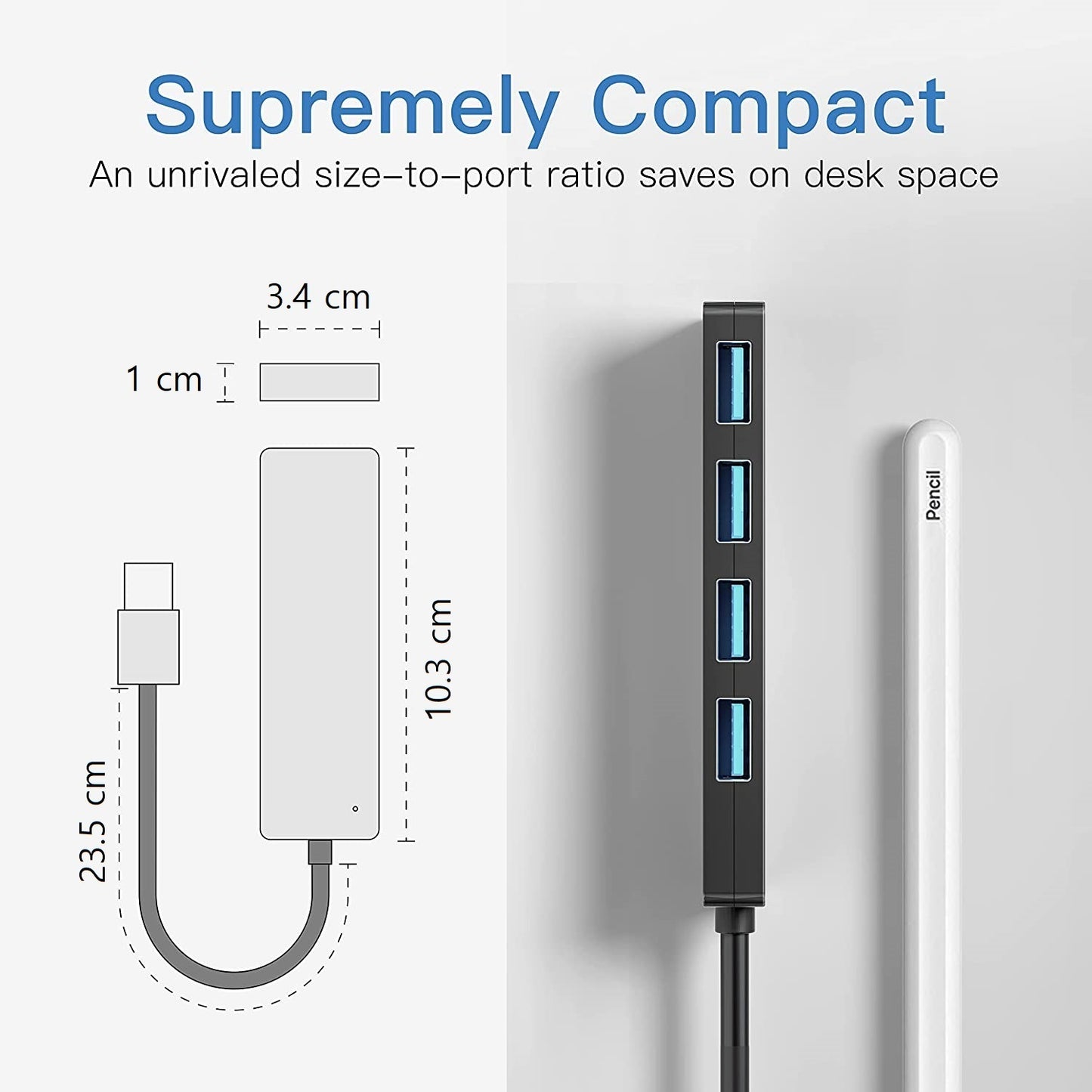 4-Port USB Hub USB 3.0 Data Hub Docking Station with LED Indicator