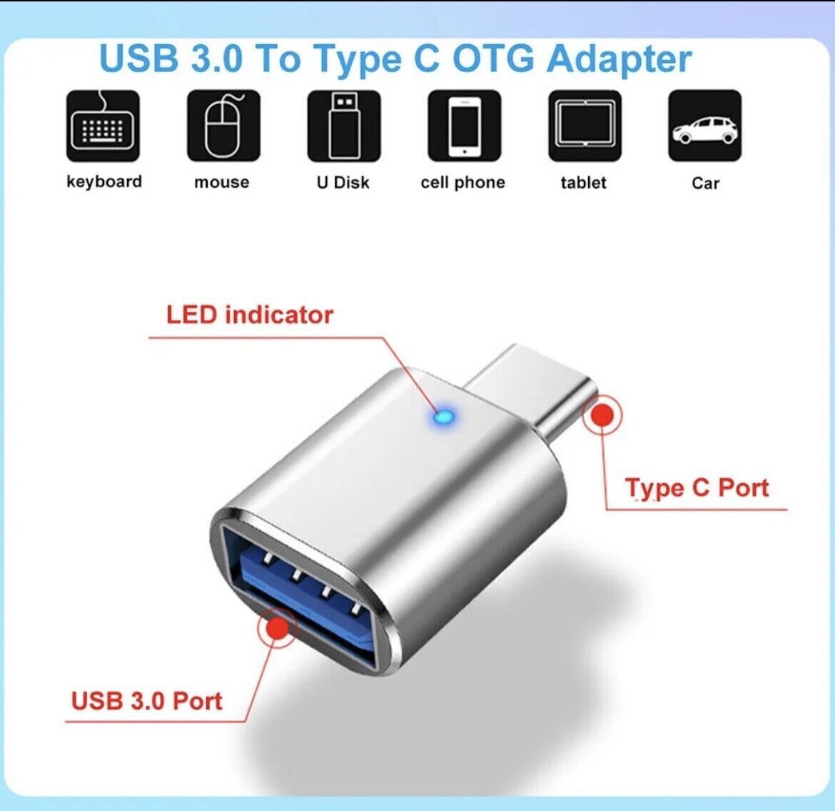 2 Pieces USB-C Male to USB-A Female USB Adapter USB 3.0 OTG