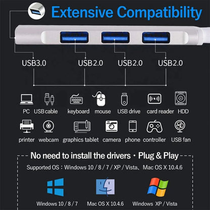 4-Port USB Hub USB 2.0 USB 3.0 Data Hub Docking Station