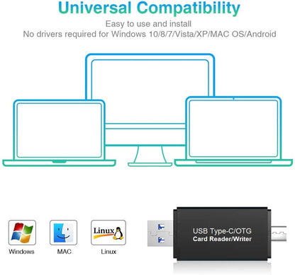 Memory Card Reader USB 3.0 SD Card Reader USB-A USB-C