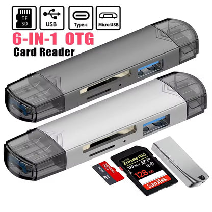 6in1 Memory Card Reader USB 3.0 SD Card Reader USB-A USB-C