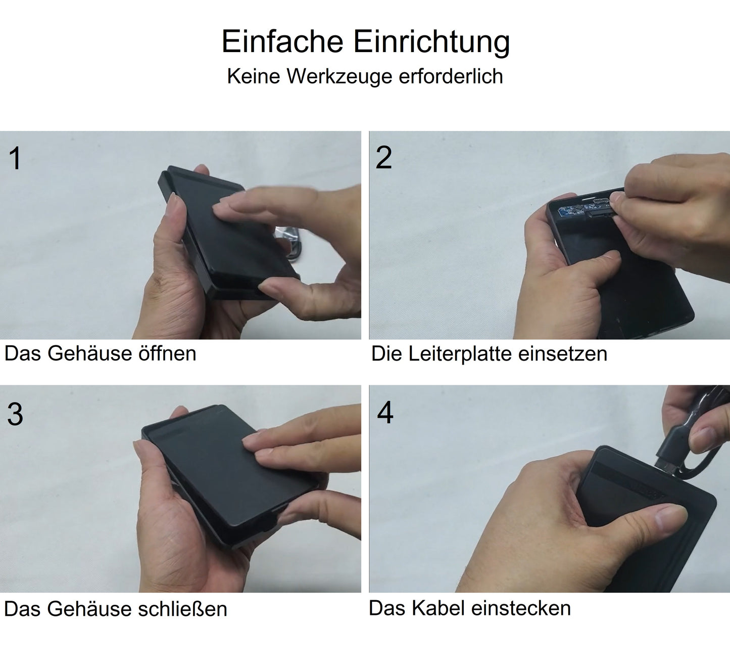 Externes Festplattengehäuse 2.5 Zoll USB 3.1 USB-C SATA HDD SSD Case Gehäuse