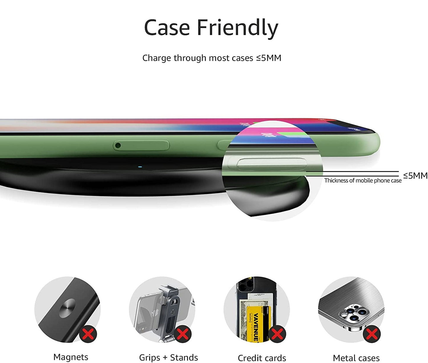 15W Wireless Charger Pad Qi Charger Inductive Charging Station