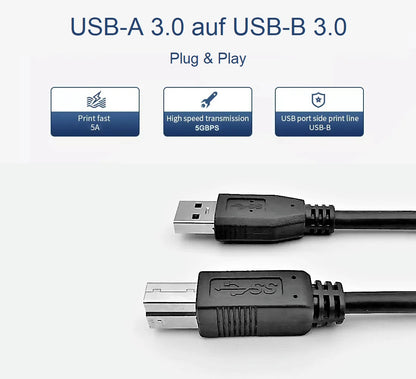 Printer Cable USB 3.0 Scanner Cable USB-A Male to USB-B Male Cable 2m
