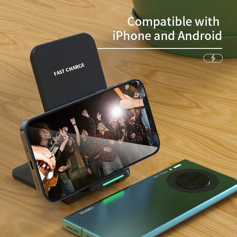 15W Wireless Charger Stand Foldable Qi Charger Inductive Charging Station