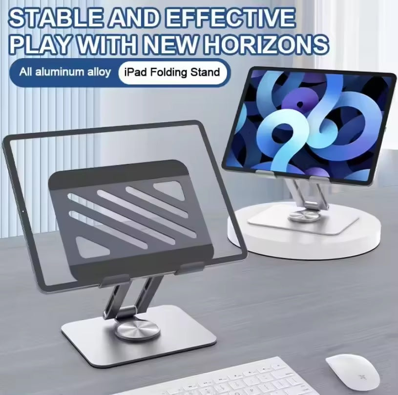 Tablet Stand Rotating Foldable Notebook Kindle Holder 4-12" Aluminium