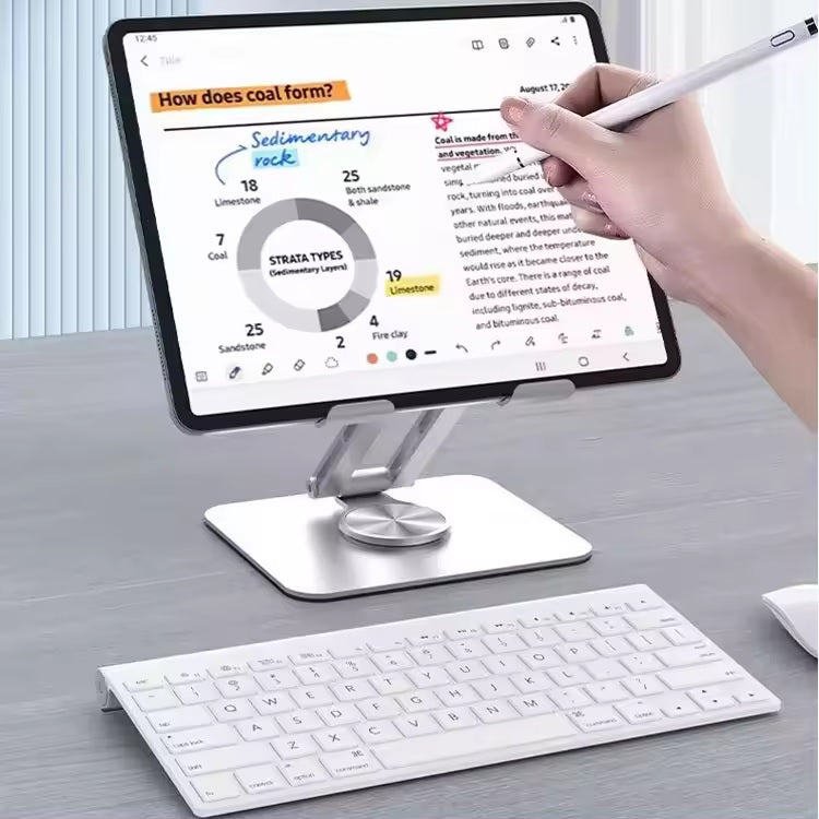 Tablet Stand Rotating Foldable Notebook Kindle Holder 4-12" Aluminium