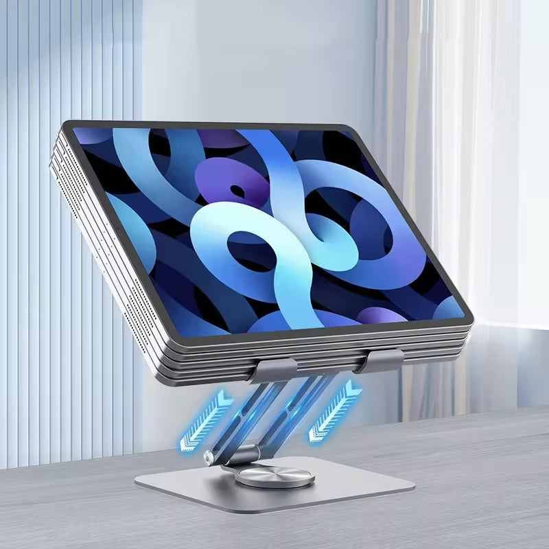 Tablet Stand Rotating Foldable Notebook Kindle Holder 4-12" Aluminium