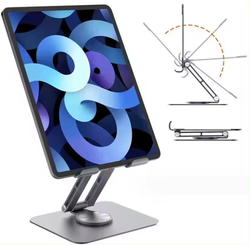 Tablet Stand Rotating Foldable Notebook Kindle Holder 4-12" Aluminium
