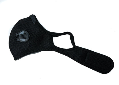 SYSTEM-S Staub Maske austauschbarer Aktivkohle Filter Nylon für Outdoor Jogging Schwarz
