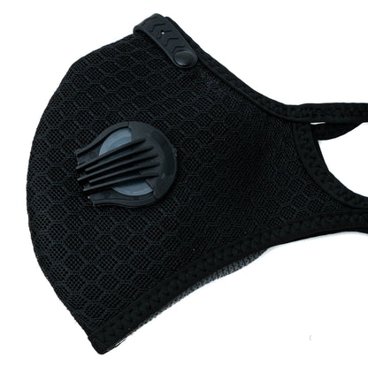 SYSTEM-S Staub Maske austauschbarer Aktivkohle Filter Nylon für Outdoor Jogging Schwarz