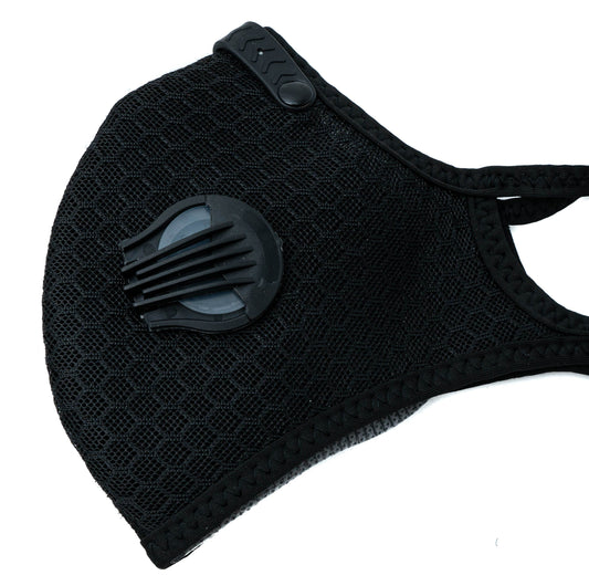 SYSTEM-S Staub Maske austauschbarer Aktivkohle Filter Nylon für Outdoor Jogging Schwarz