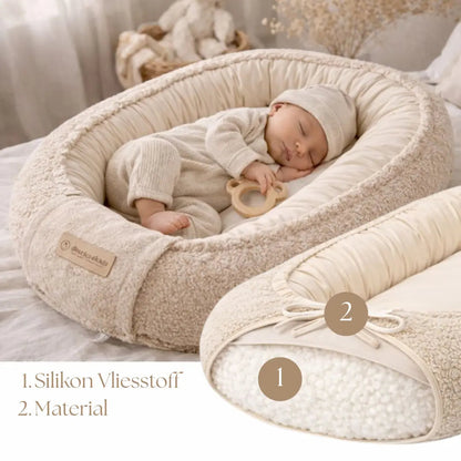 Babynest Bouclé beige – kuschelig & mitwachsend