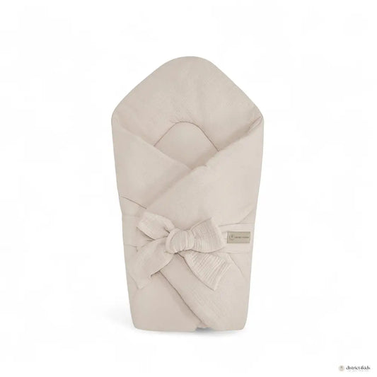 Baby muslin croissant with bow – cuddly swaddling blanket &amp; wrap