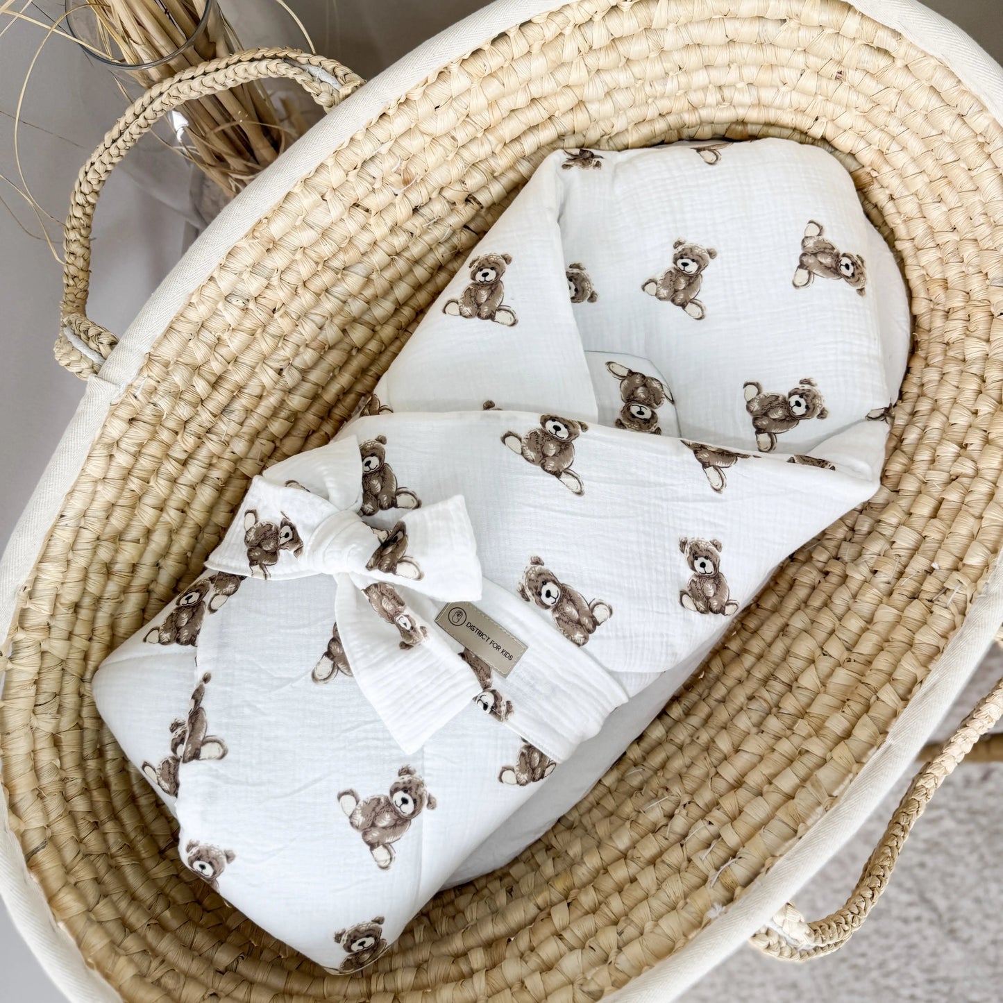 Einschlagdecke Baby - Musselin Teddybär| Babyhörnchen