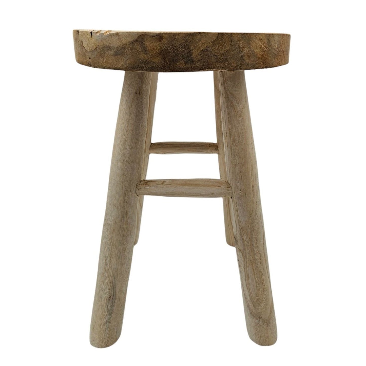 Beistelltisch Teakholz Tisch Natur rund Dekotisch Pflanzentisch Braun Holz Ø30cm