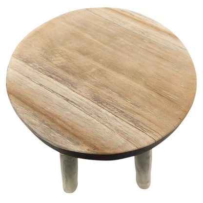 Beistelltisch Teakholz Tisch Natur rund Dekotisch Pflanzentisch Braun Holz Ø30cm