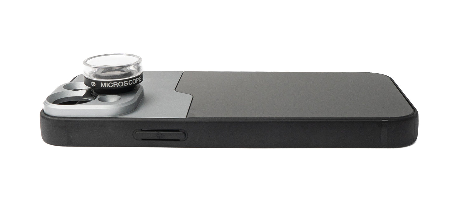 SYSTEM-S Makro Linse 30x Mikroskop Filter mit Hülle in Schwarz für iPhone 13 Mini