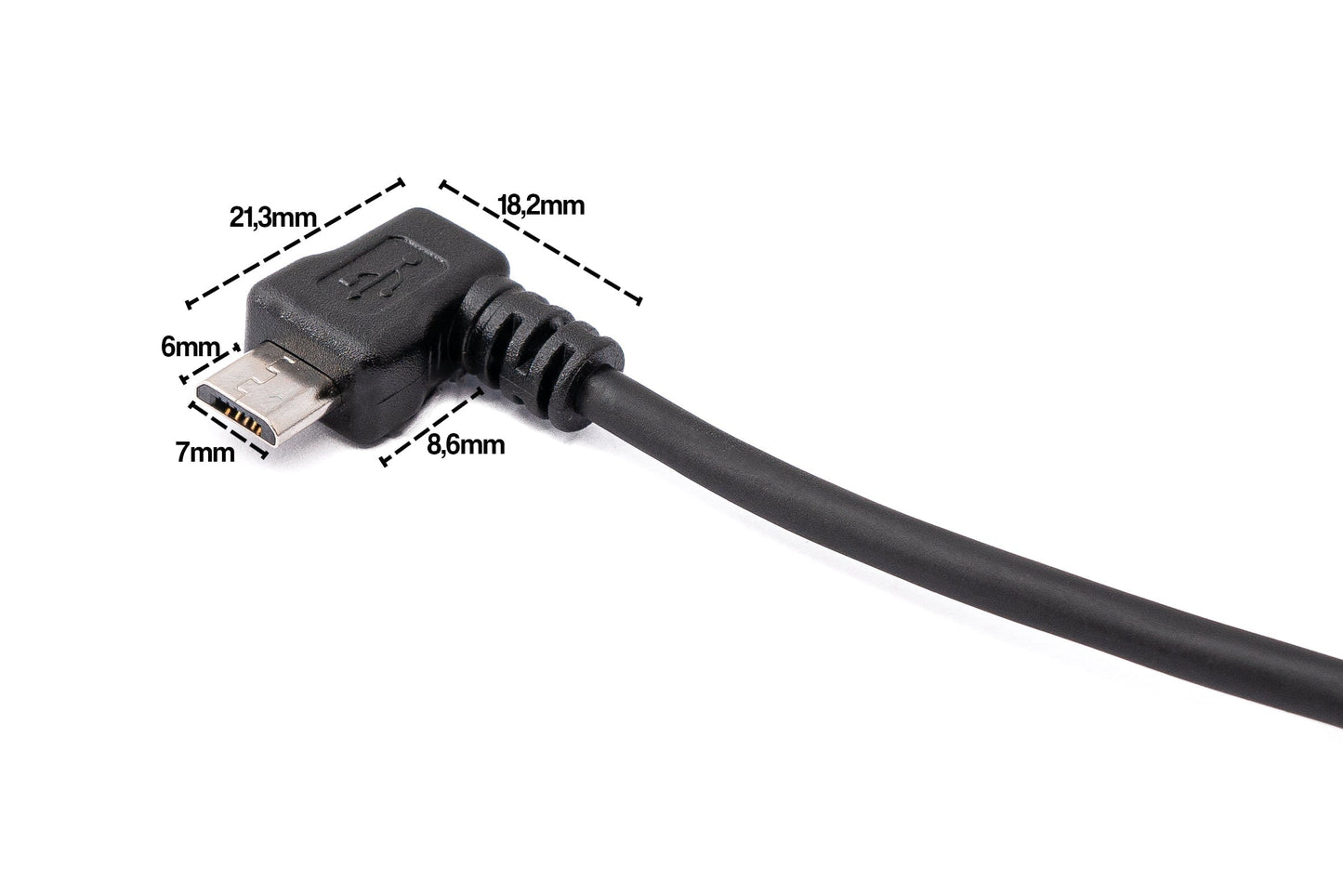 SYSTEM-S USB 2.0 Kabel 200 cm Typ A Stecker zu Micro B Stecker Spirale Winkel in Schwarz