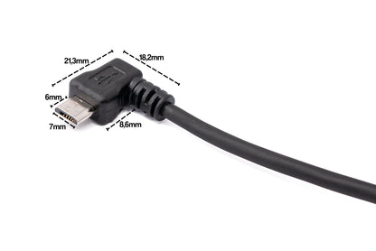 SYSTEM-S USB 2.0 Kabel 200 cm Typ A Stecker zu Micro B Stecker Spirale Winkel in Schwarz