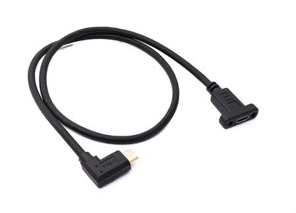 SYSTEM-S USB 3.1 Kabel 60 cm Typ C Stecker zu Buchse Schraube Winkel in Schwarz