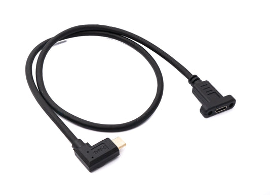 SYSTEM-S USB 3.1 Kabel 60 cm Typ C Stecker zu Buchse Schraube Winkel in Schwarz