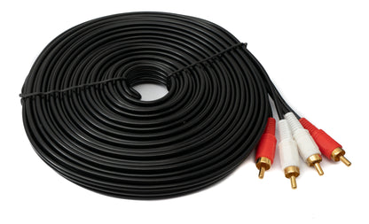 SYSTEM-S Cinch 2 RCA cable 15 m male to male stereo AV in black