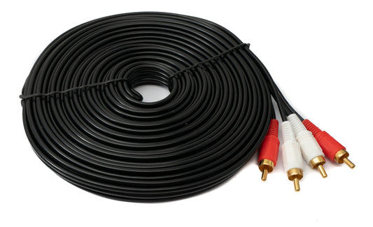 SYSTEM-S Cinch 2 RCA cable 15 m male to male stereo AV in black