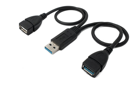 SYSTEM-S USB 3.0 Kabel 30cm Typ A & 2.0 Typ A Buchse zu 3.0 Typ A Stecker Schwarz