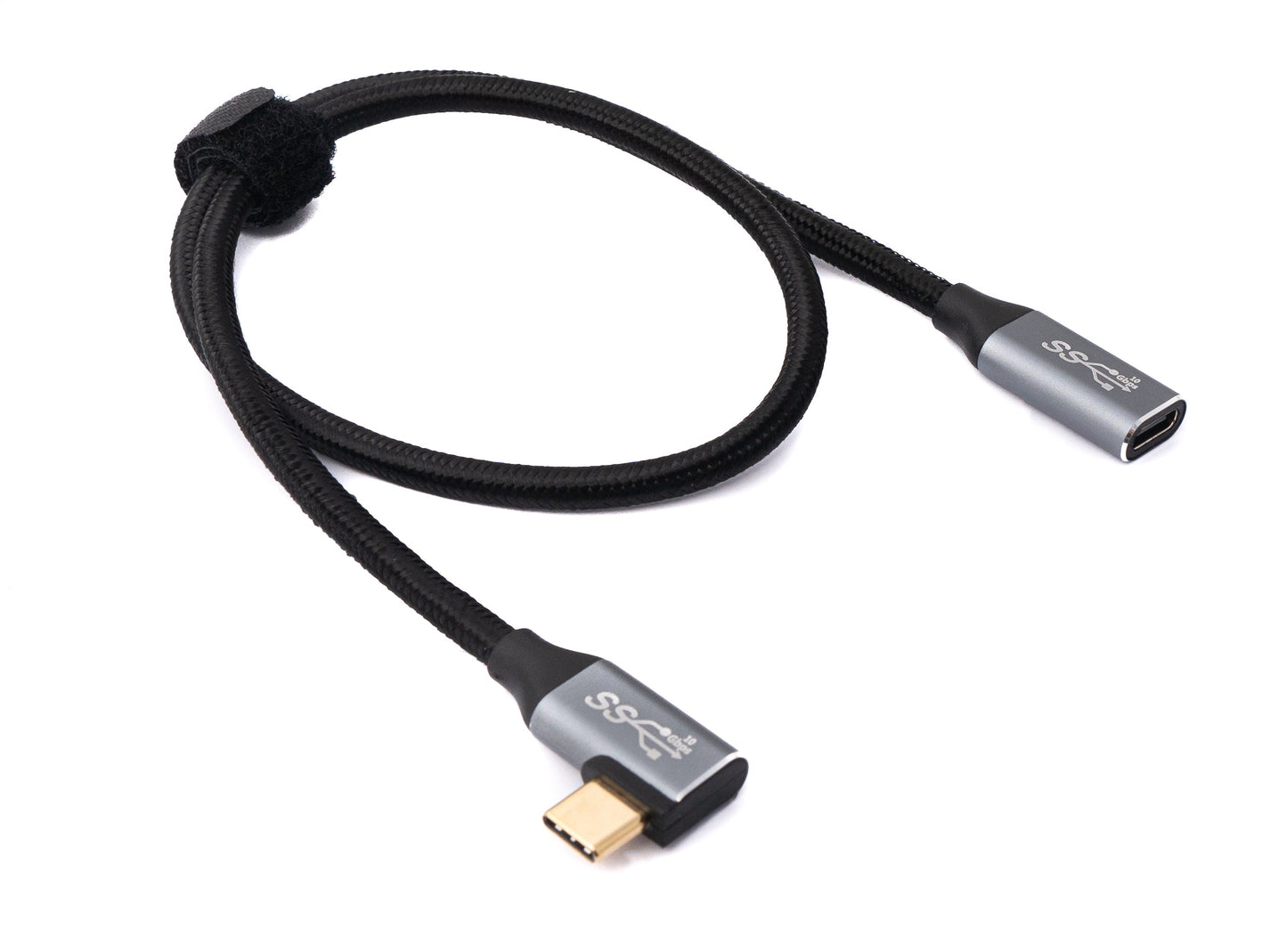 SYSTEM-S USB 3.1 Gen 2 Kabel 50 cm Typ C Stecker zu Buchse geflochten Winkel