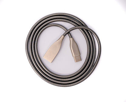 SYSTEM-S USB 3.1 Kabel 100cm Typ C Stecker zu 2.0 Typ A Buchse Metall Feder Grau