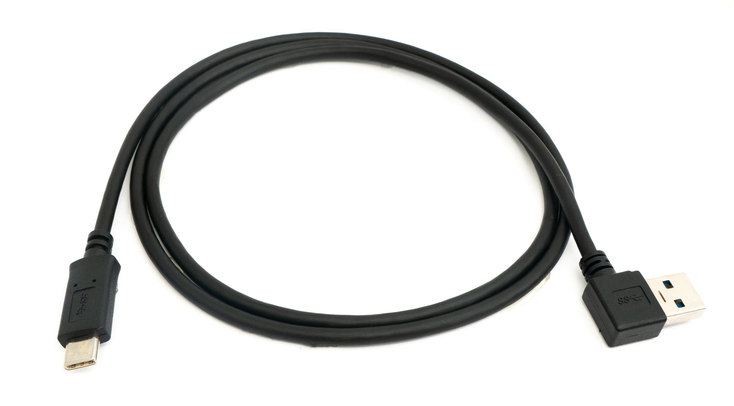 SYSTEM-S USB 3.1 Kabel 1 m Typ C Stecker zu Typ A Stecker Winkel in Schwarz