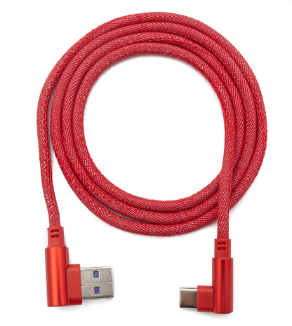 SYSTEM-S USB 3.1 cable 100cm Type C male to 3.0 Type A male braided angle in red