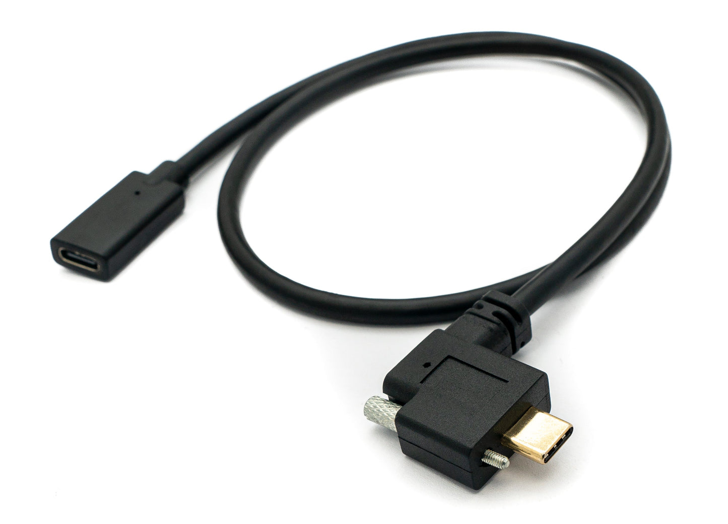 SYSTEM-S USB 3.1 Kabel 60 cm Typ C Stecker zu Buchse Schraube Winkel in Schwarz