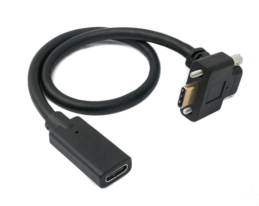 SYSTEM-S USB 3.1 Gen 2 100W  Kabel 30 cm Typ C Stecker zu Buchse Schraube Winkel