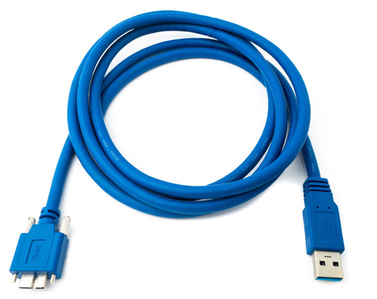 SYSTEM-S USB 3.0 Kabel 180 cm Micro B Stecker zu Typ A Stecker Schraube in Blau