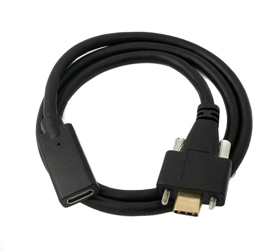 SYSTEM-S USB 3.1 cable 60 cm Type C male to female screw in black