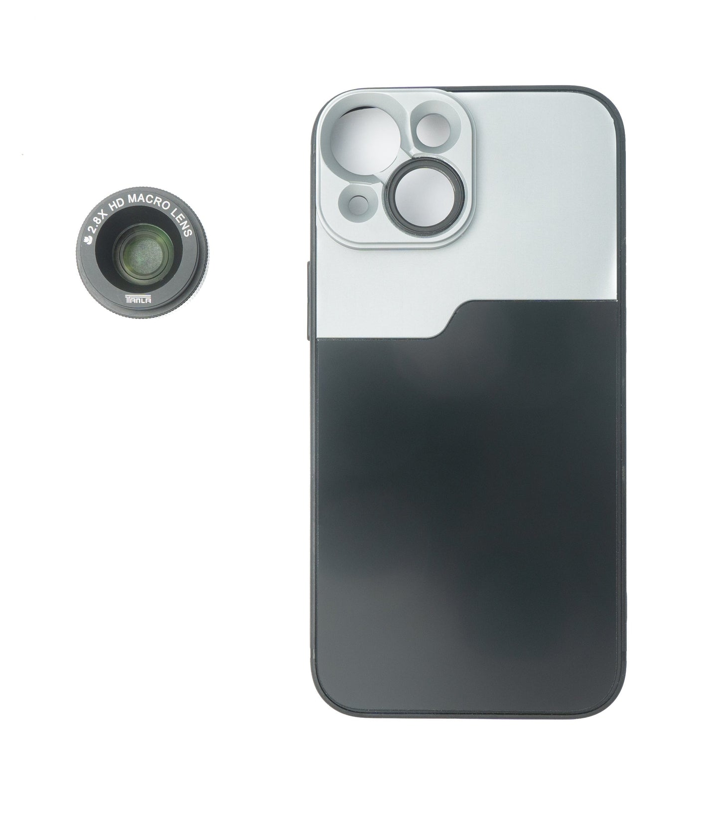 SYSTEM-S Makro Linse 2.8x HD Filter mit Hülle in Schwarz für iPhone 13 Mini