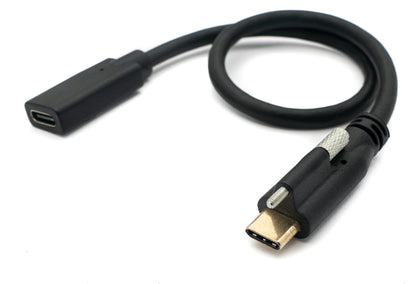 SYSTEM-S USB 3.1 cable 30 cm Type C male to female screw adapter in black