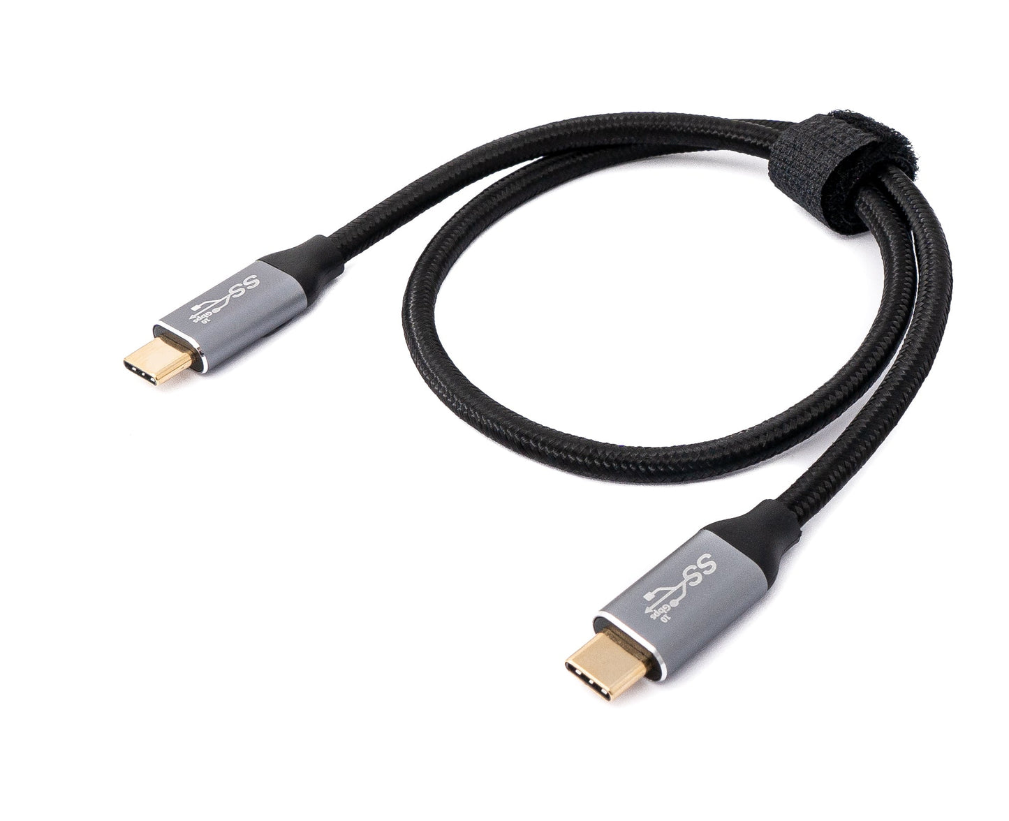SYSTEM-S USB 3.1 Gen 2 100W Kabel 50 cm Typ C Stecker zu Stecker geflochten in Schwarz