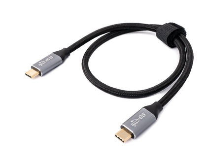 SYSTEM-S USB 3.1 Gen 2 100W Kabel 50 cm Typ C Stecker zu Stecker geflochten in Schwarz