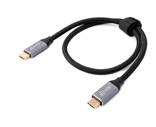 SYSTEM-S USB 3.1 Gen 2 100W Kabel 50 cm Typ C Stecker zu Stecker geflochten in Schwarz