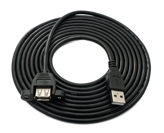 SYSTEM-S USB 2.0 Kabel 3 m Typ A Stecker zu Buchse Schraube in Schwarz