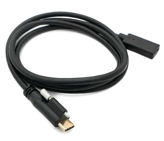 SYSTEM-S USB 3.1 Kabel 100 cm Typ C Stecker zu Buchse Schraube in Schwarz