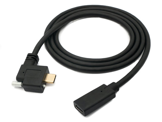 SYSTEM-S USB 3.1 cable 100 cm Type C male to female screw angle in black