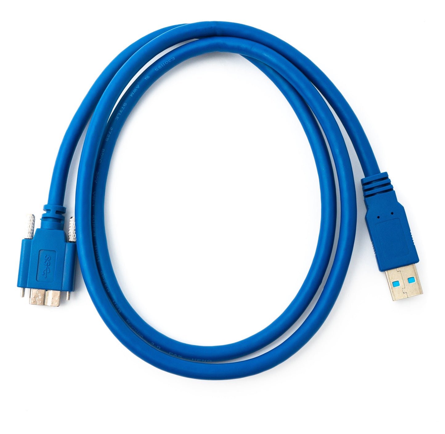 SYSTEM-S USB 3.0 cable 100 cm Micro B plug to Type A plug screw in blue