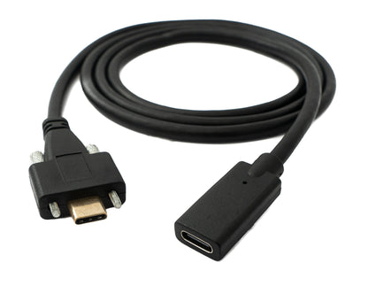 SYSTEM-S USB 3.1 Kabel 100 cm Typ C Stecker zu Buchse Schraube in Schwarz