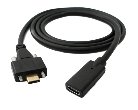 SYSTEM-S USB 3.1 Kabel 100 cm Typ C Stecker zu Buchse Schraube in Schwarz