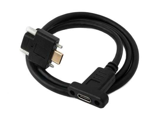 SYSTEM-S USB 3.1 Gen 2 100W Kabel 60 cm Typ C Stecker zu Buchse Schraube Winkel